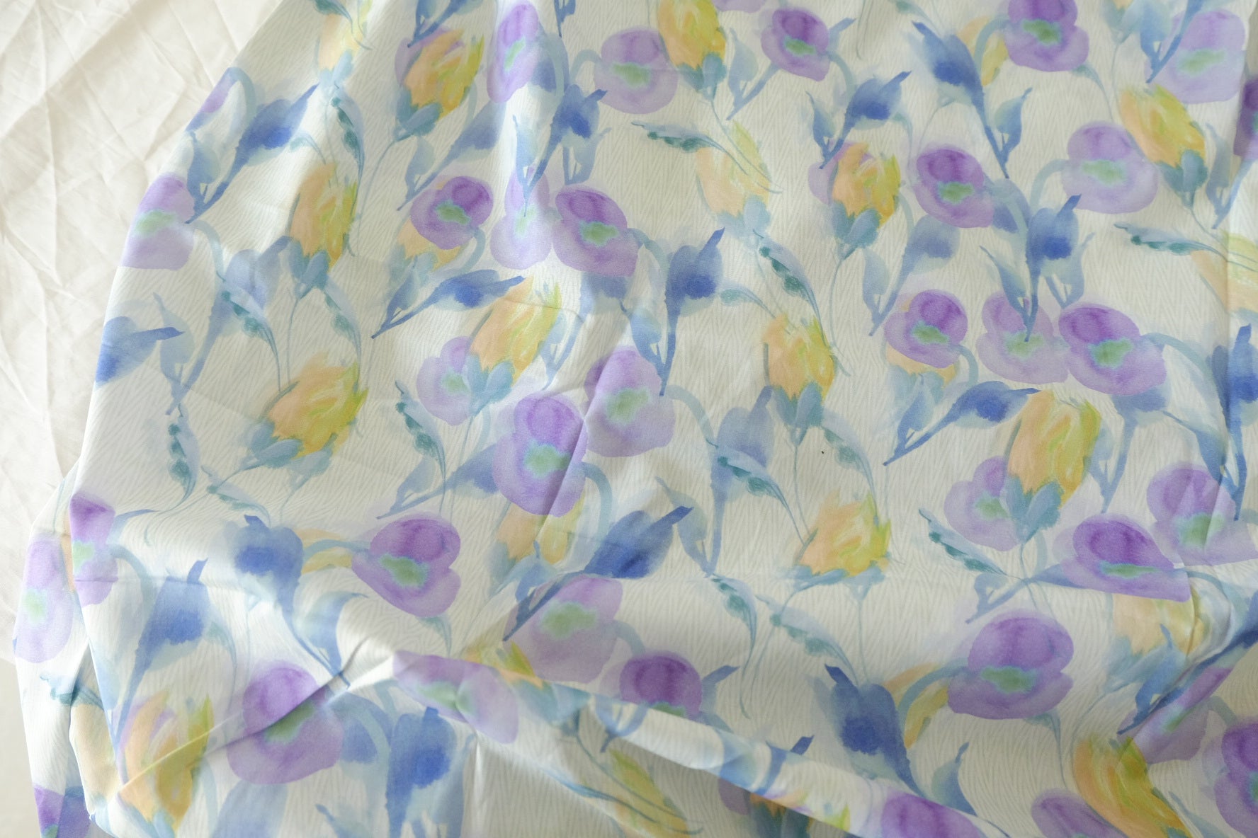 Watercolor Lavender Garden Cotton Lawn Fabric – 2.73 yd Piece