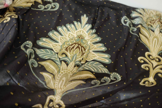 Gold-Dotted Art Nouveau Rayon Fabric – 2.7 yd