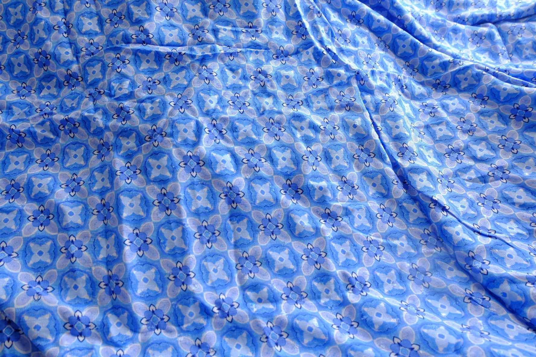Blue Floral Lyocell-Linen Blend Fabric - 3.28 yd
