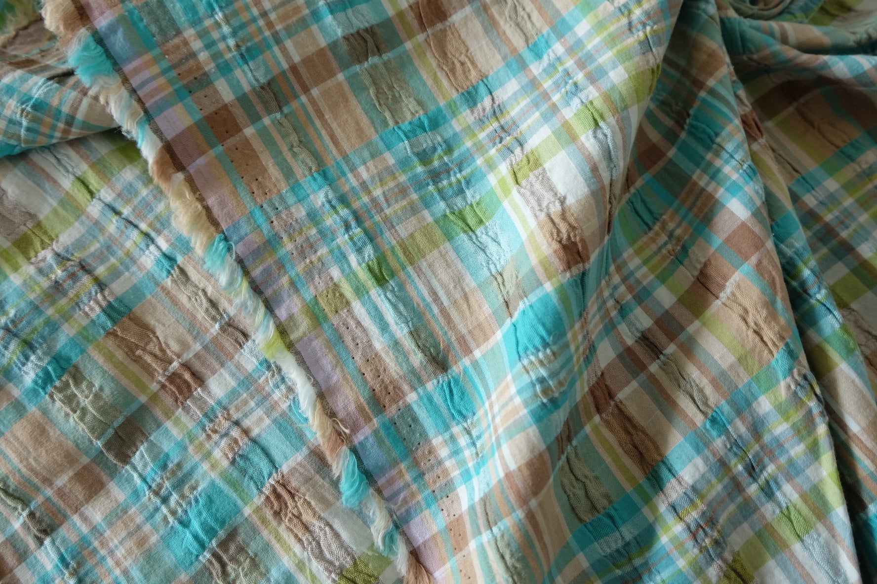 Textured Woven Plaid Cotton Fabric – 1.6 yd