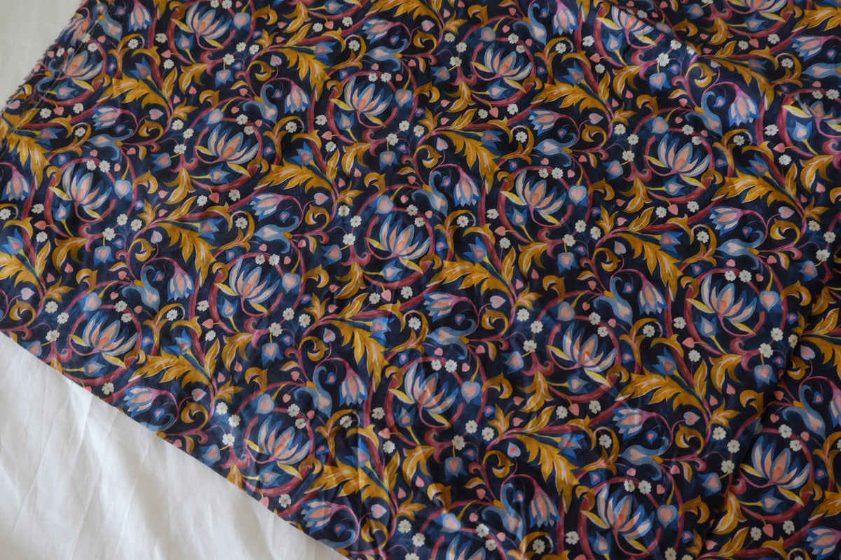 Midnight Botanical Cotton Lawn – 1.09 yd