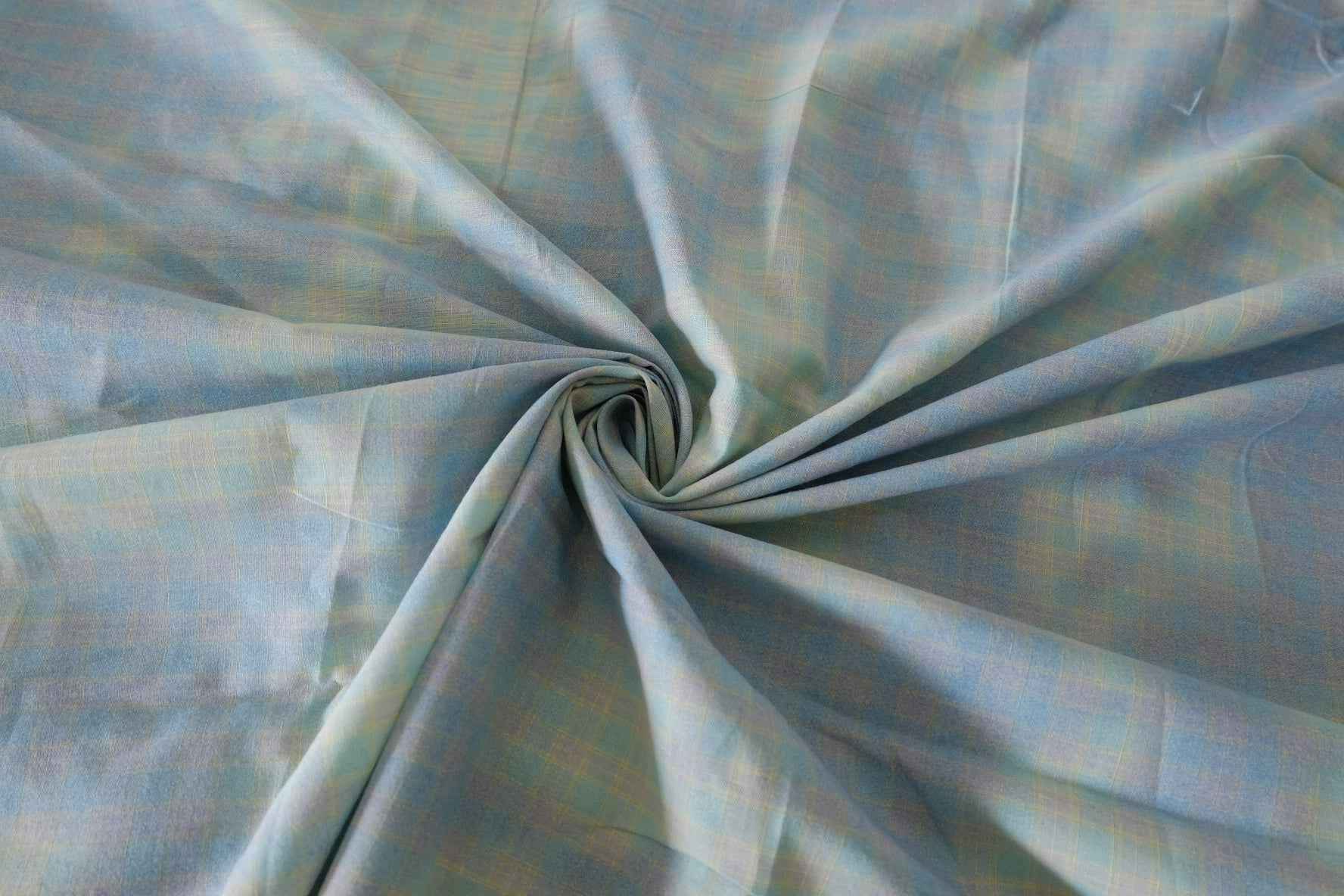 Vintage Washed Blue Plaid Cotton Fabric – 3.1 yd