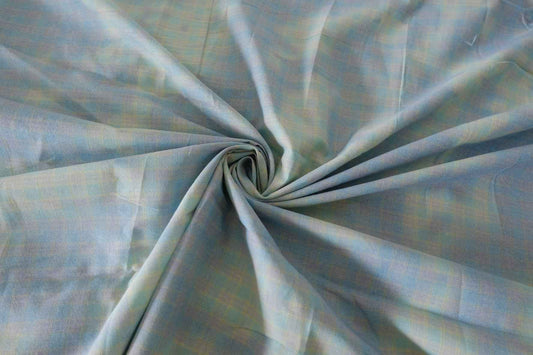 Vintage Washed Blue Plaid Cotton Fabric – 3.1 yd