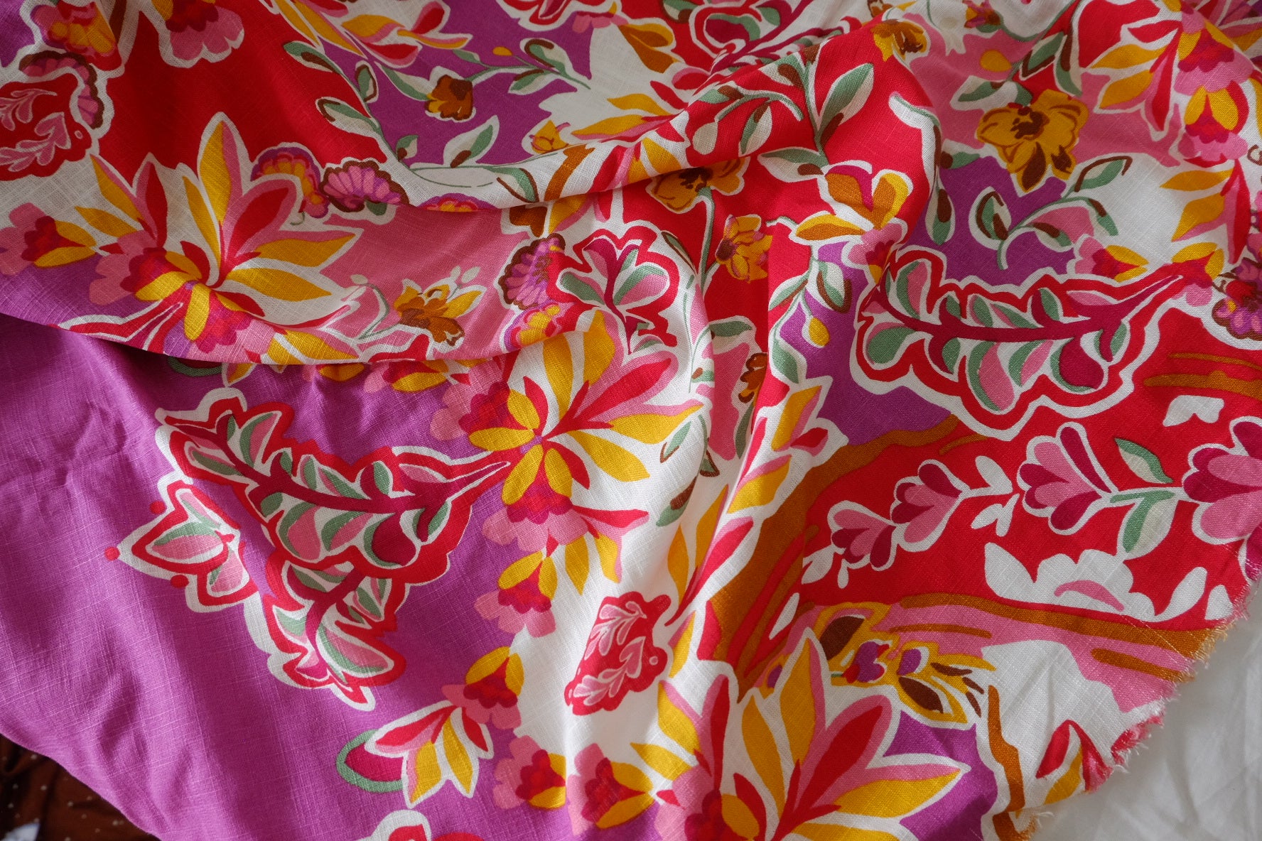 Vibrant Paisley Floral Linen Cotton – 2.2 yd