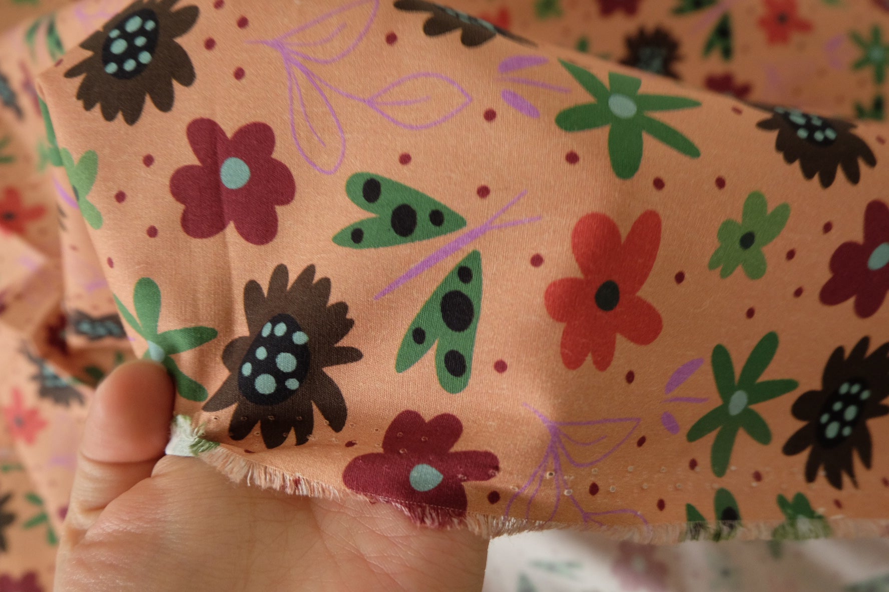 Retro Folk Floral Cotton Fabric - 3.7 yd