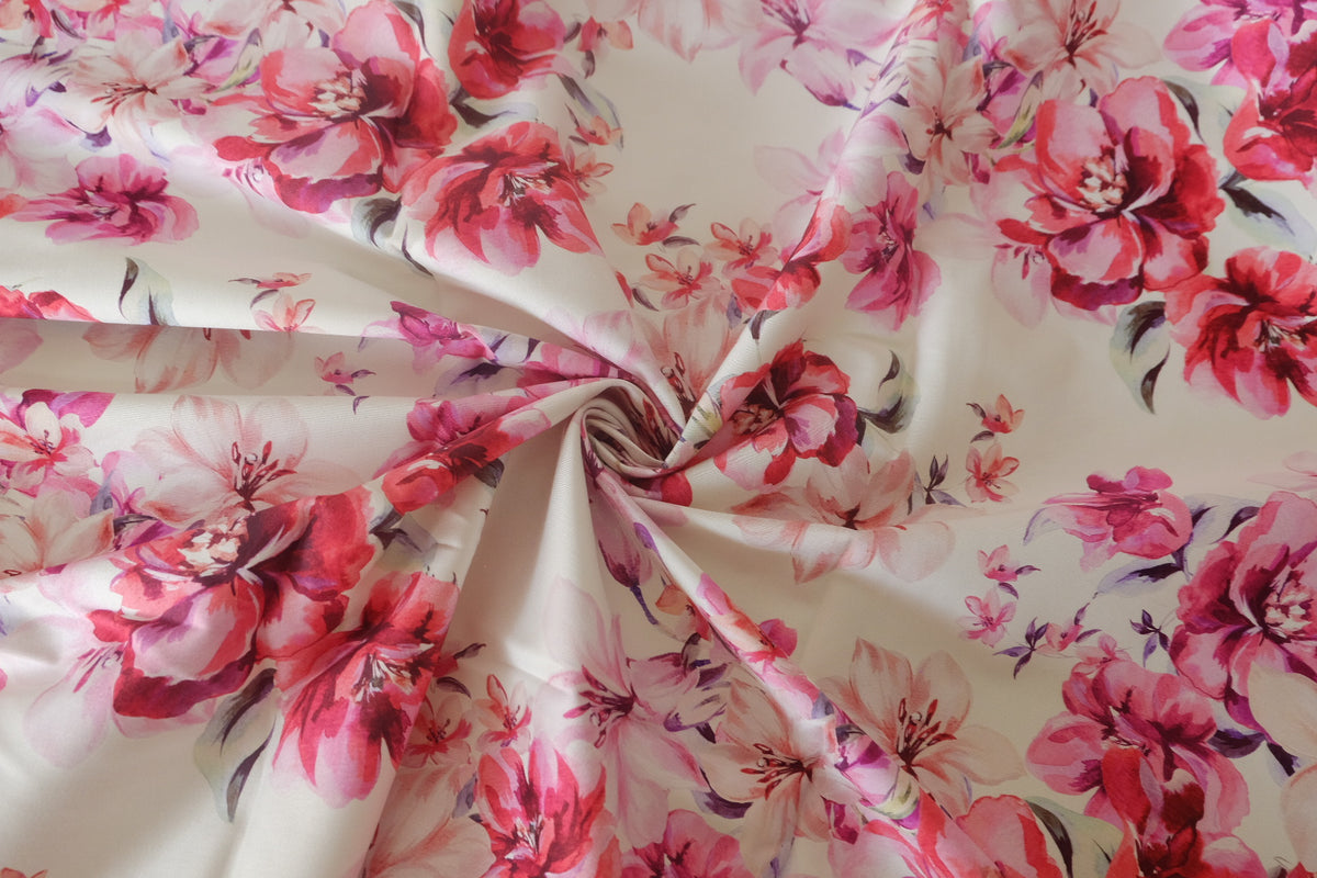 Watercolor Peony Cotton Sateen – 3.3 yd
