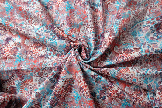 Abstract Ornamental Cotton Fabric, Lightweight Dress Weight, 3.17 Yards