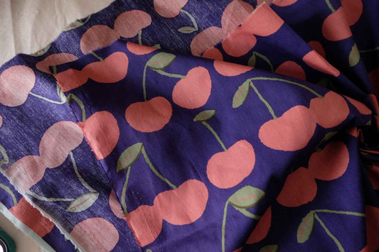 Pink Cherry Print Cotton Fabric – 2.2 yd