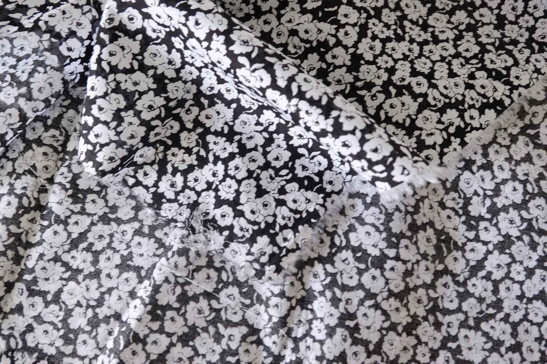 Black Floral Cotton Voile Fabric – 3.3 yd
