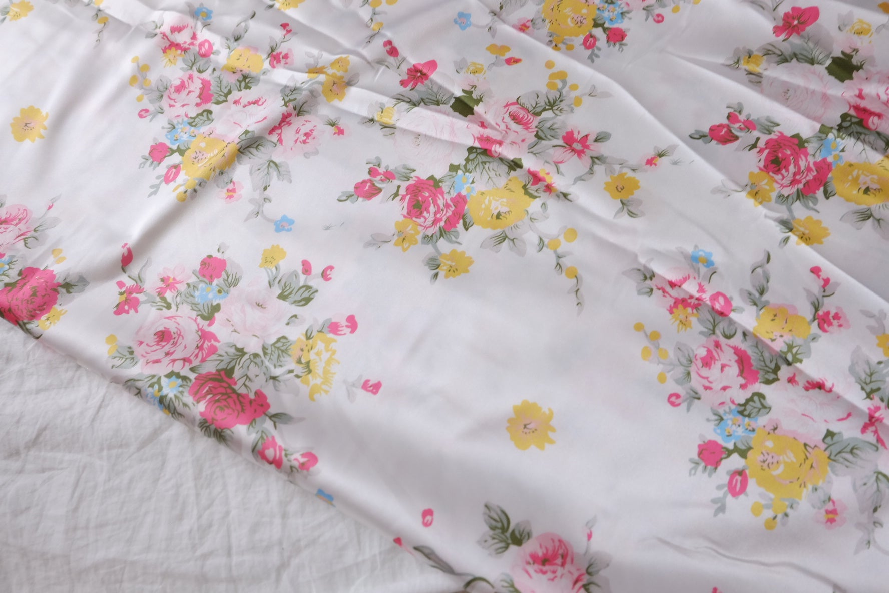 Japanese Rose Floral Silky Polyester Satin — 3.28 yd
