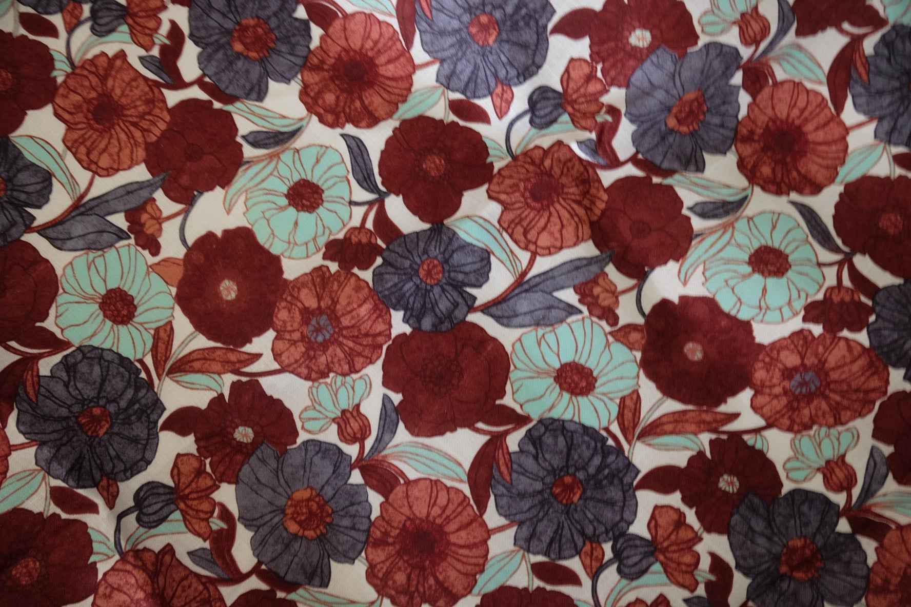 Vintage Floral Heavyweight Pure Linen Fabric – 2.2 yd