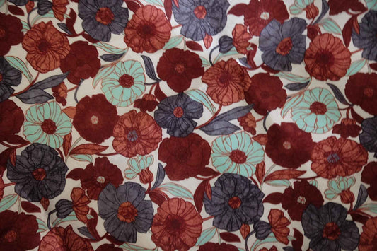 Vintage Floral Heavyweight Pure Linen Fabric – 2.2 yd