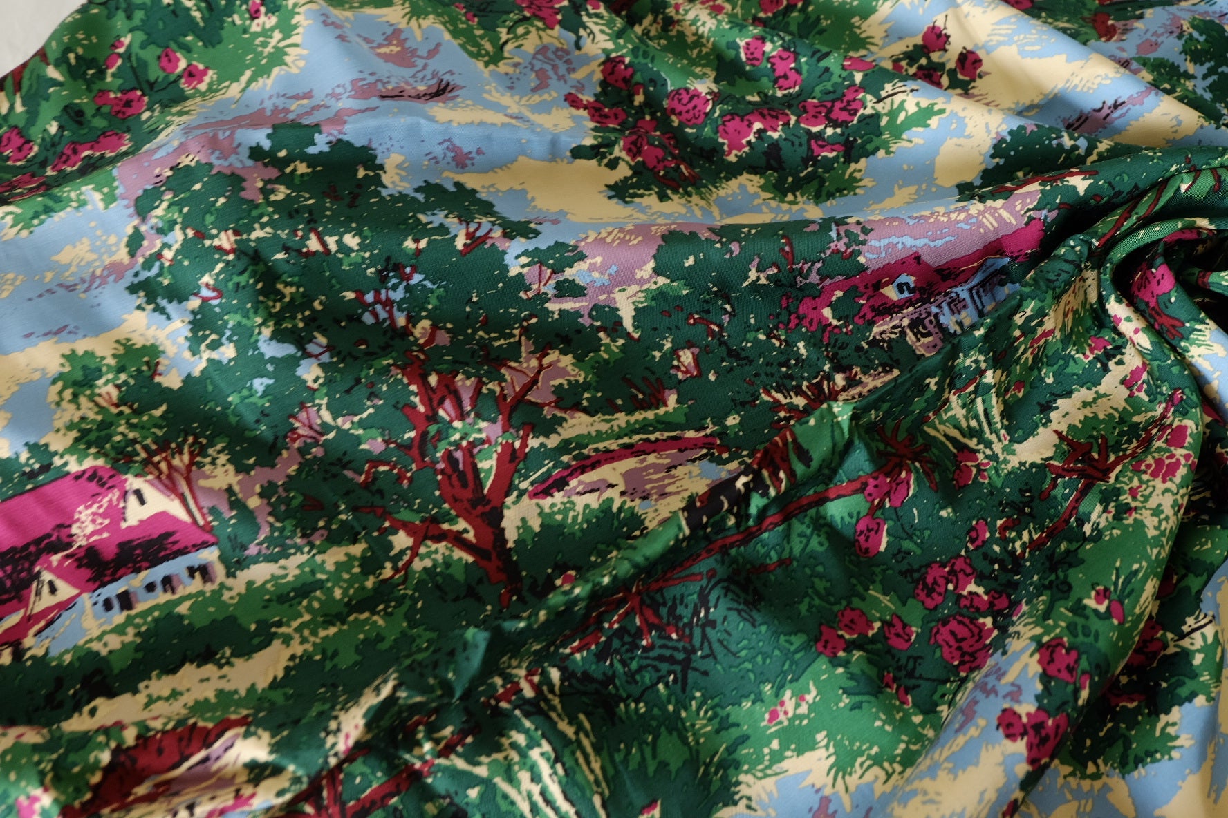 Pastoral Scenic Cupro Twill Fabric – 3.3 yd