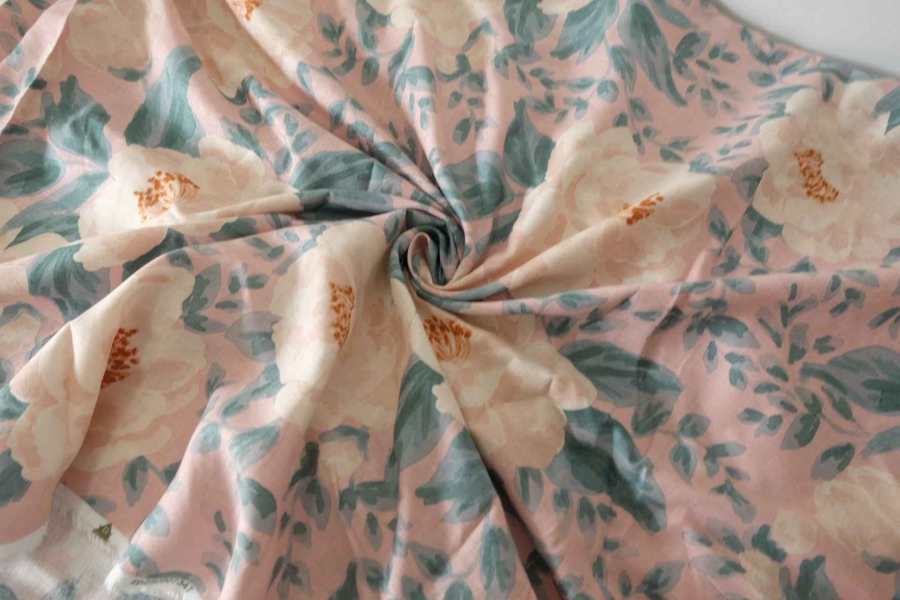Blush Floral Cotton Linen Blend Fabric – 3.3 yd