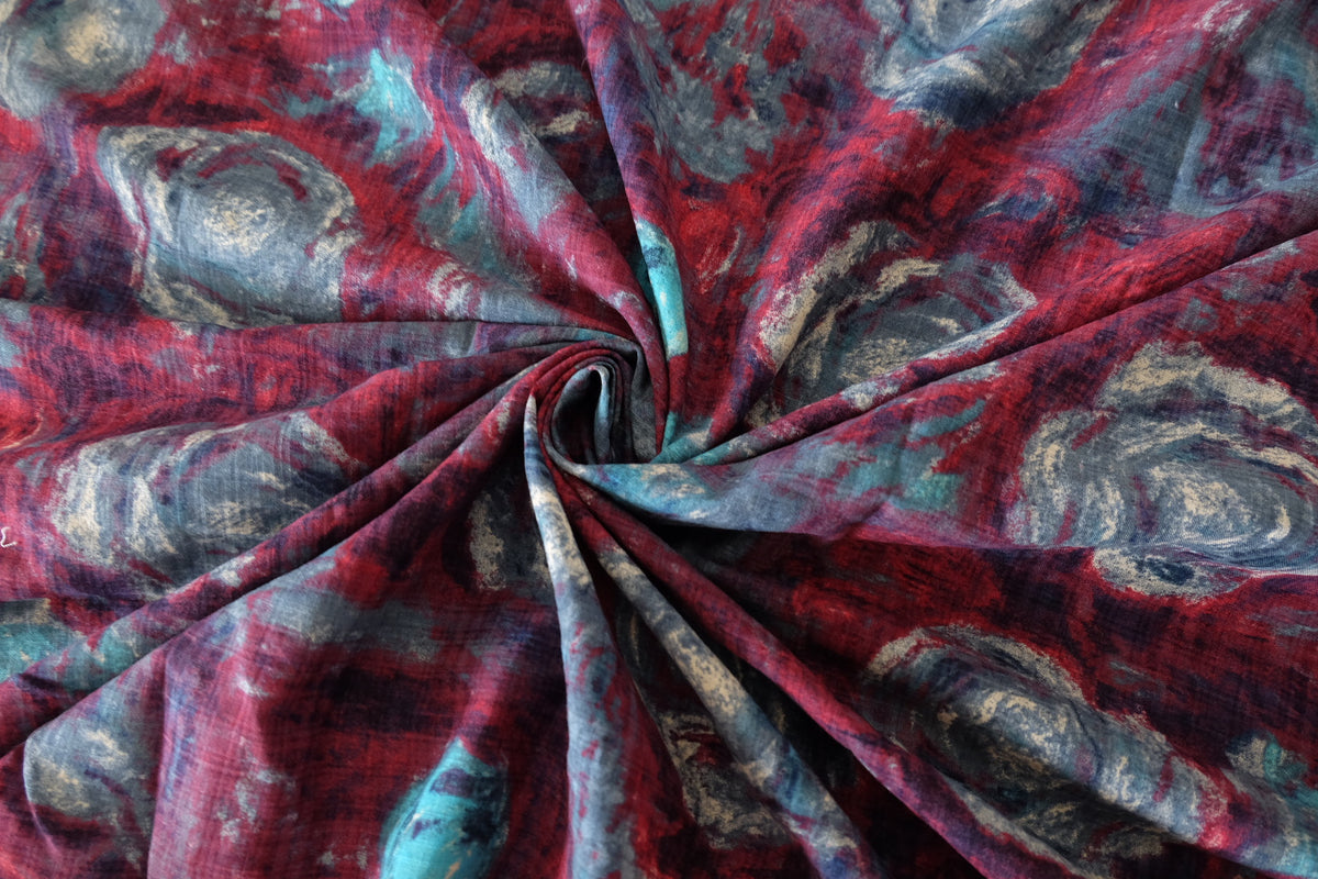 Painterly Rose Slub Cotton – 2.2 yd