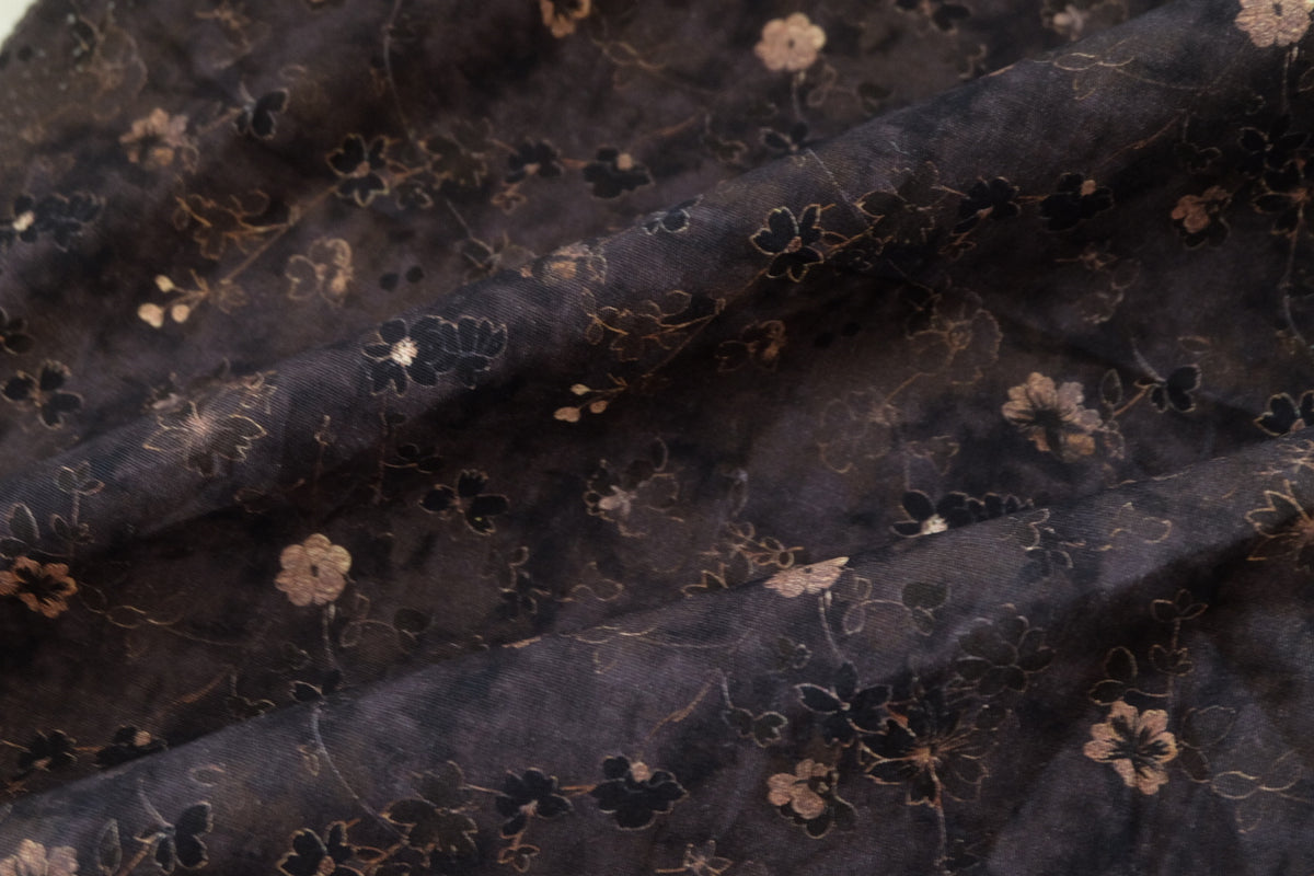 Midnight Wildflowers – Vintage Floral Cotton Canvas | 3.3 yards