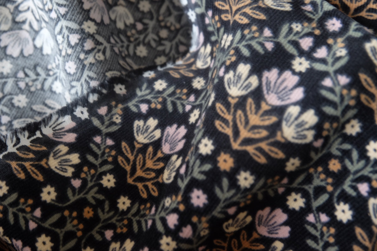 Midnight Meadow Brushed Cotton Corduroy – 2.2 yd