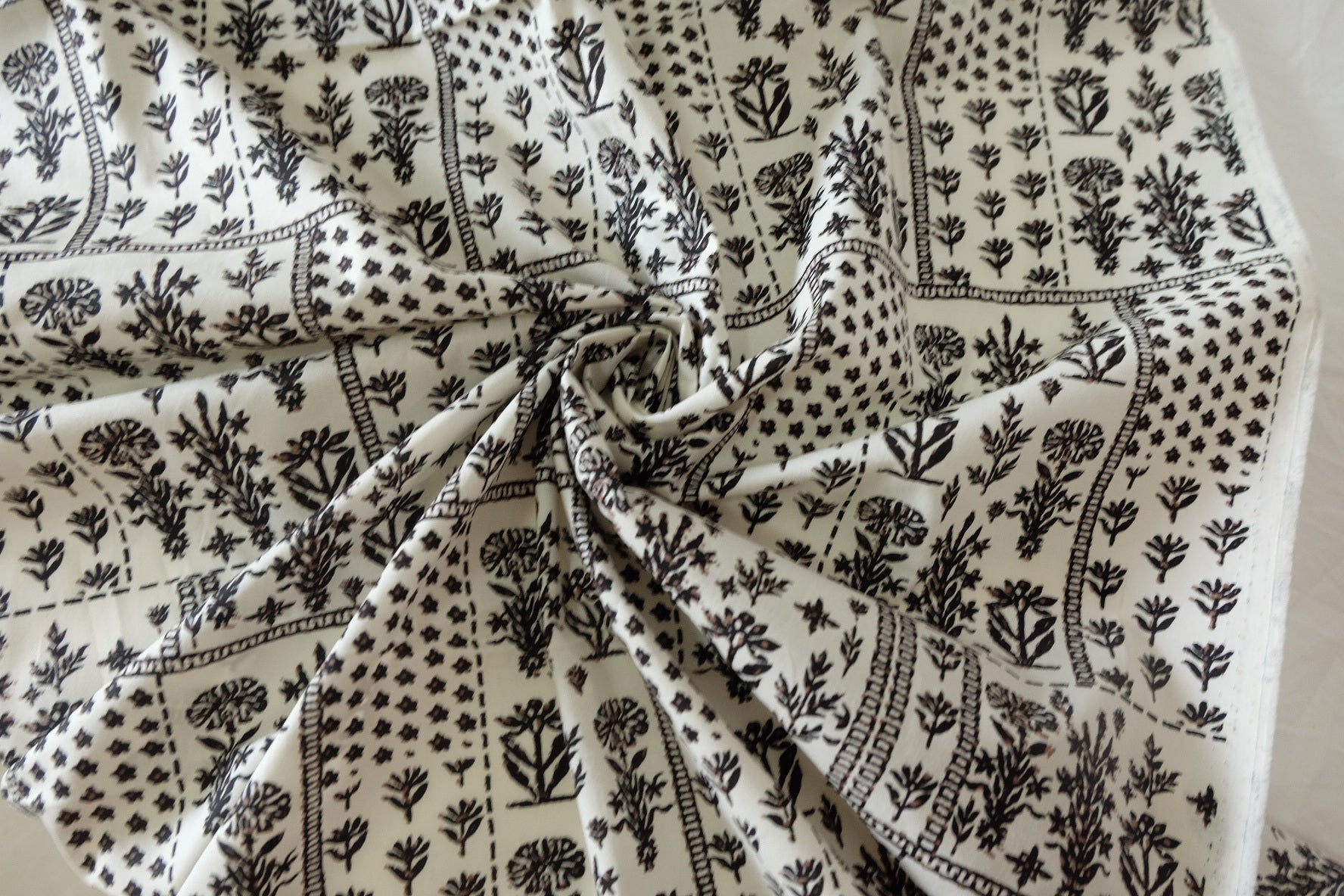 Black Patchwork Botanical Cotton Poplin — 3.28 yd