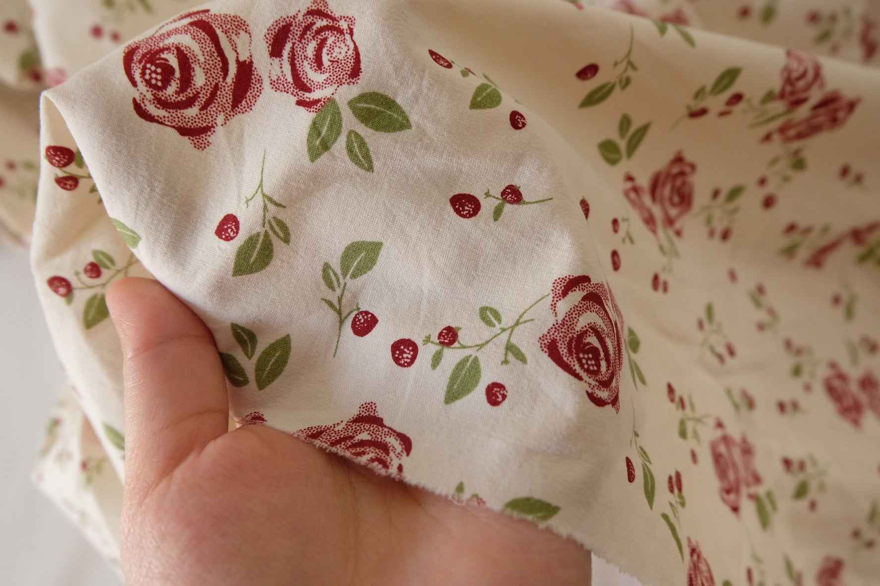 Red Rose Washed Cotton Fabric – 2.2 yd