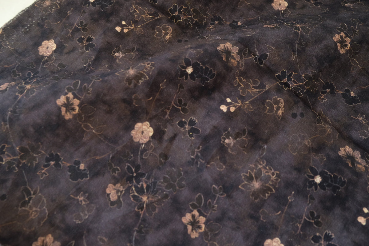 Midnight Wildflowers – Vintage Floral Cotton Canvas | 3.3 yards