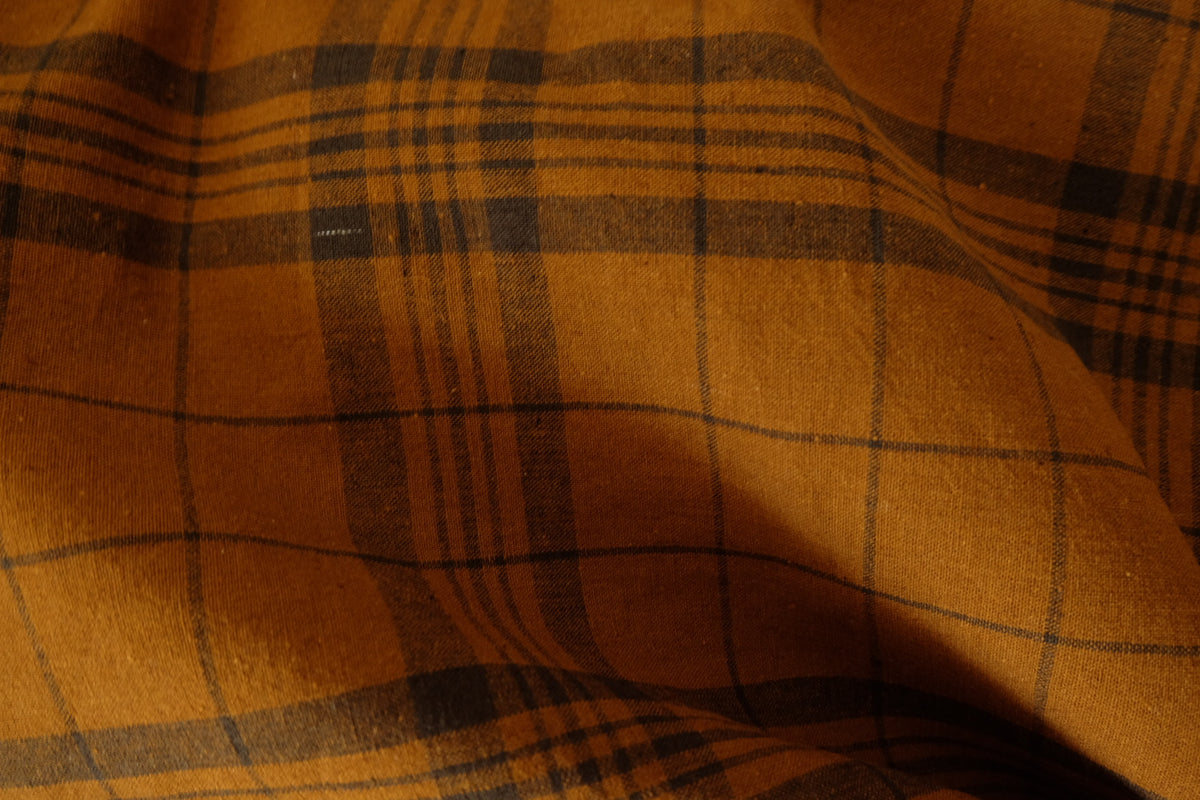 Vintage Rust Plaid Yarn-Dyed Cotton Fabric-2.2 yd