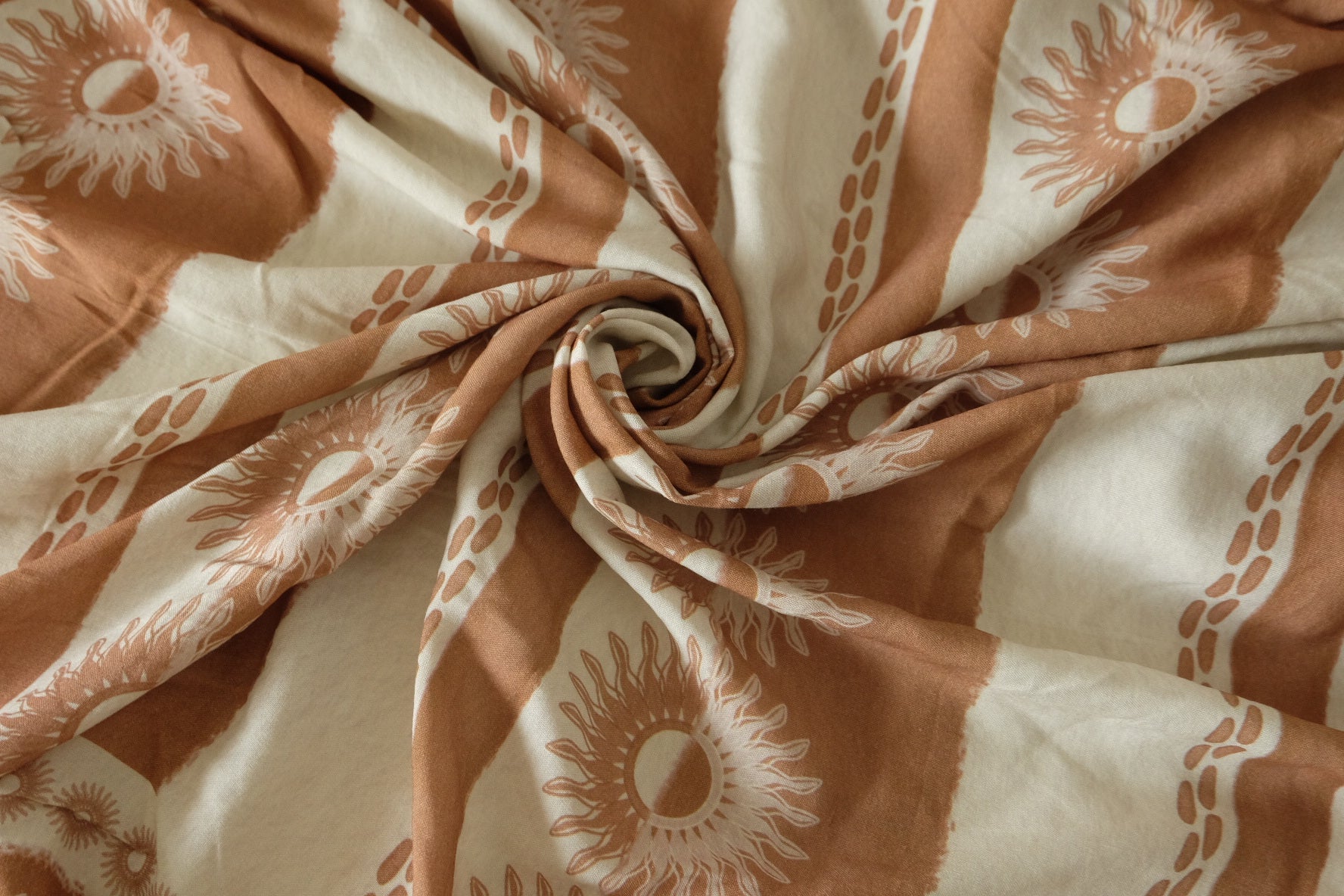 Terracotta Sun Border Print Rayon Fabric – 2.19 yd