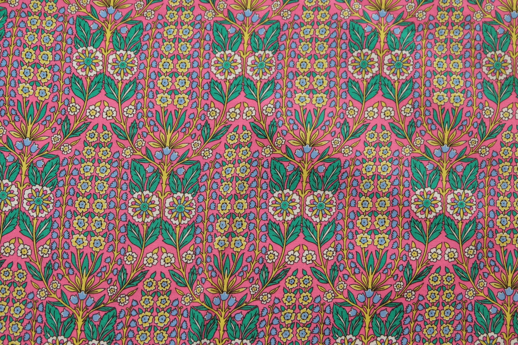 Ornamental Floral Cotton, Pink Ground, 2.2 Yards