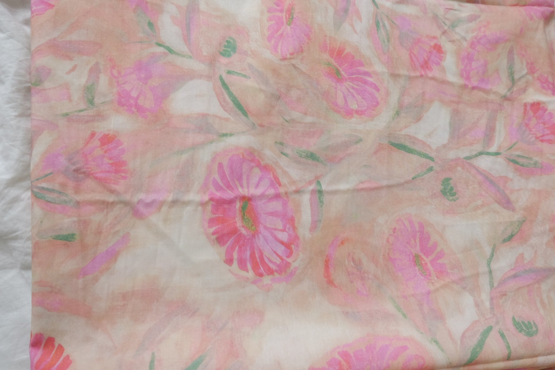 Soft Pink Watercolor Cotton Lawn Fabric — 2.19 yd