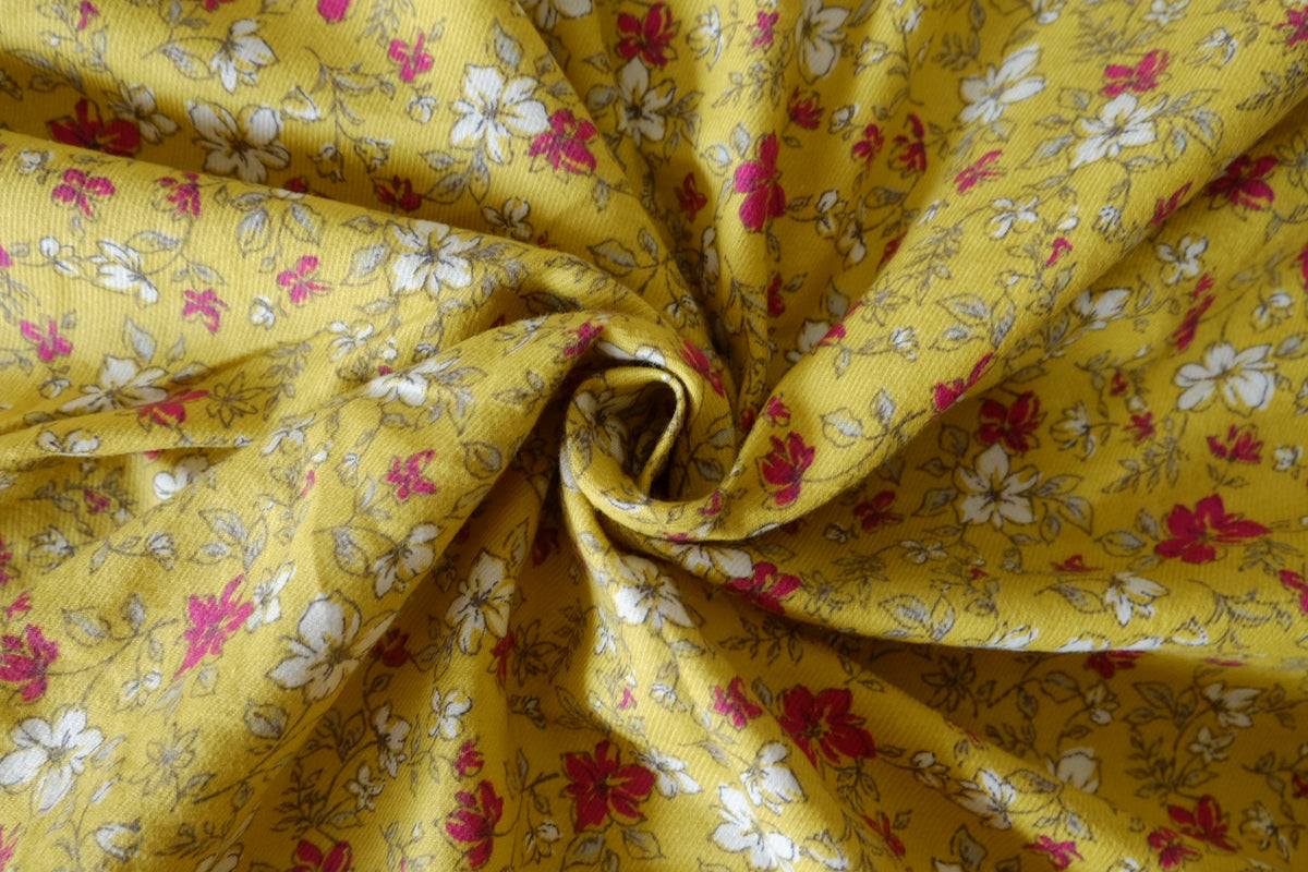 Mustard Meadow Floral Soft Brushed Cotton Twill – 3.28 yd