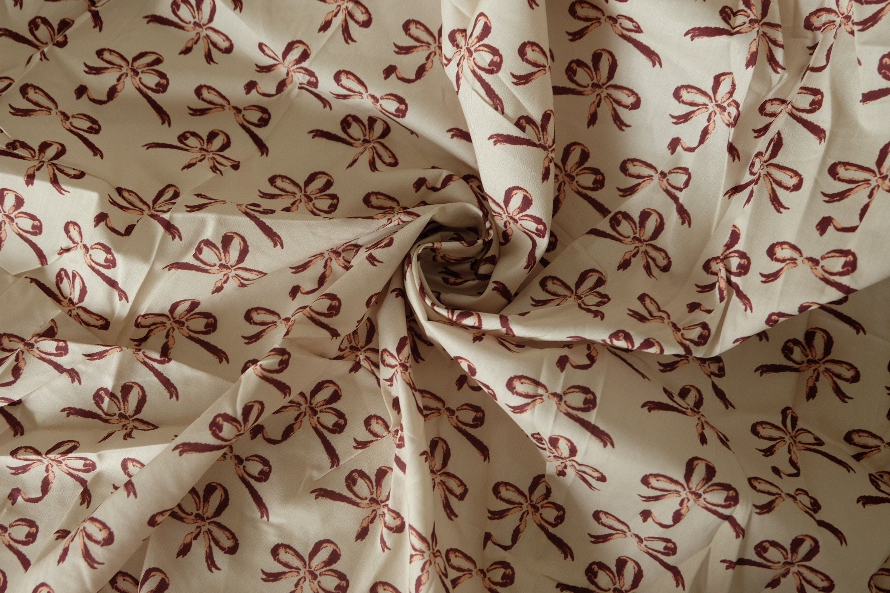 Burgundy Bow Print Cotton Poplin – 4.92 yd