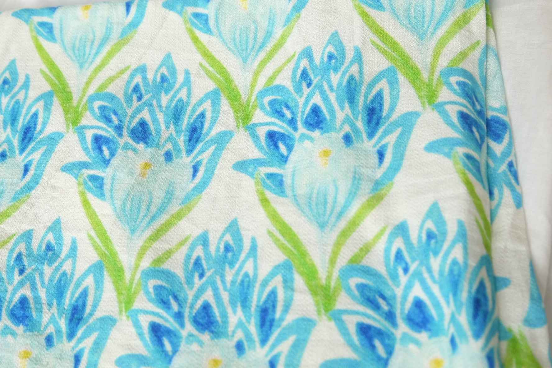 Blue Floral Textured Tencel Linen Fabric,  1.86 Yards