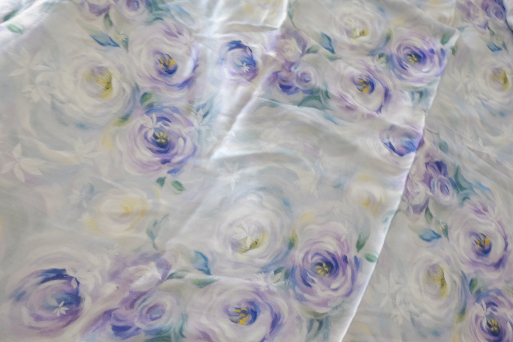 Soft Purple Watercolor Floral Rayon Challis Fabric – 3.3 yd