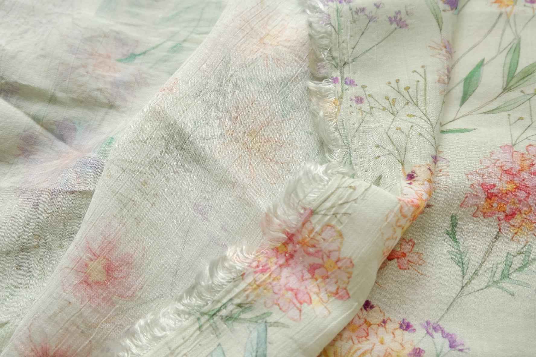 Soft Wildflower Tencel Cotton Fabric, Lightweight Textured Floral, 3.28 Yards / 2.19 Yards