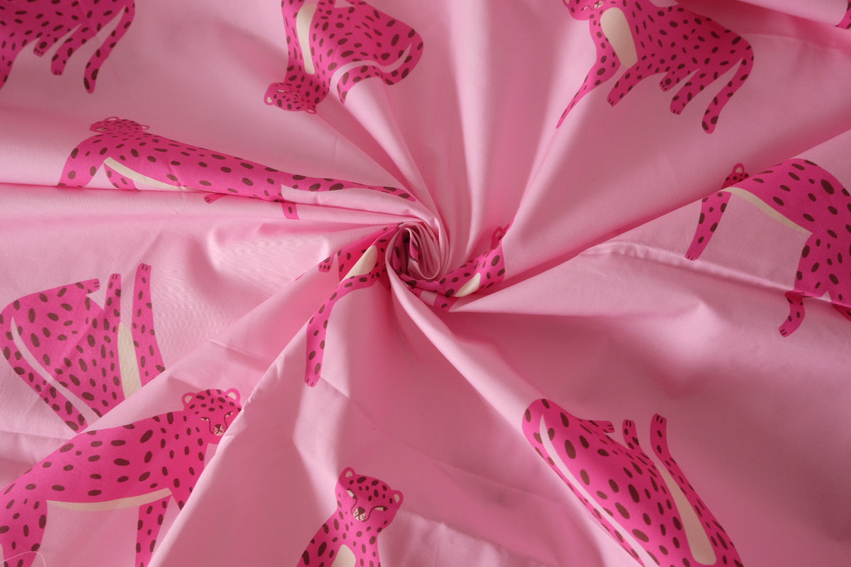 Pink Leopard High-Density Cotton Poplin — 1.64 yd