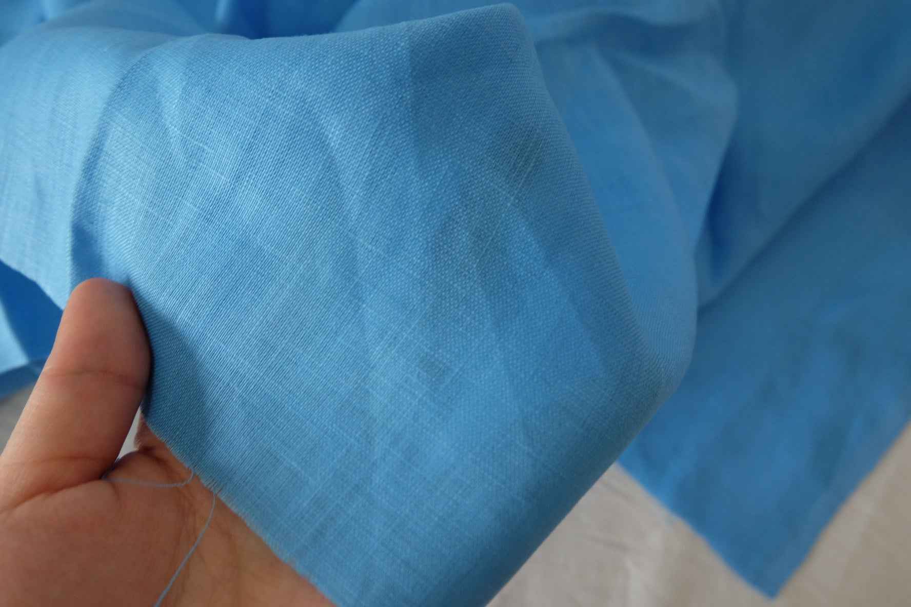 Sky Blue Heavy Pure Linen — 1.64 yd