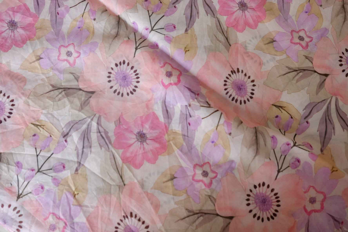 Blush Watercolor Floral Cotton Lawn — 2.3 yd