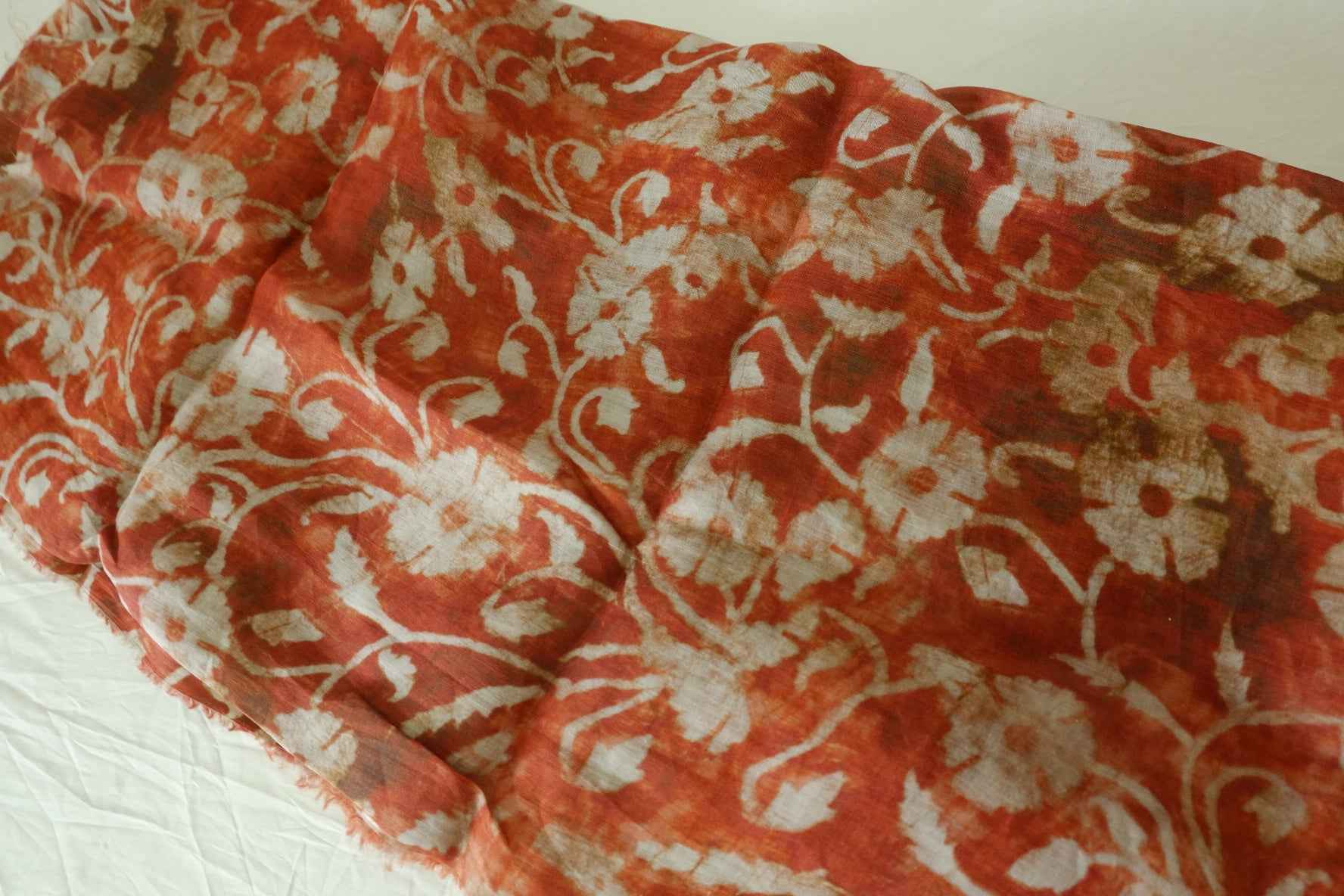 Terracotta Floral 100s Pure Ramie Dress Fabric – 2.7 yd