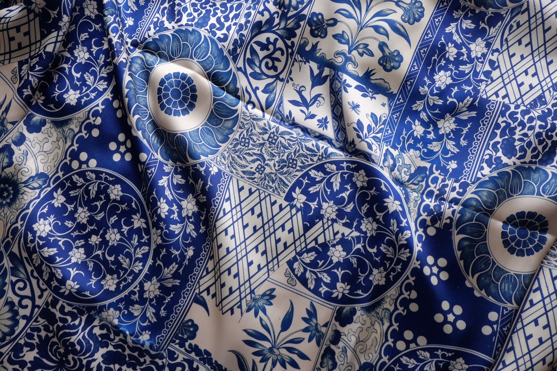 Blue Porcelain Print Satin – 2.2 yd