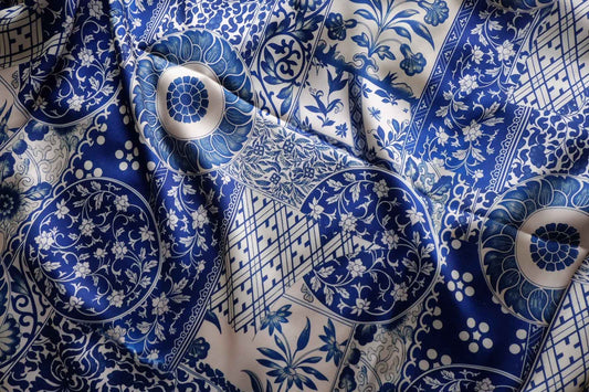 Blue Porcelain Print Satin – 2.2 yd