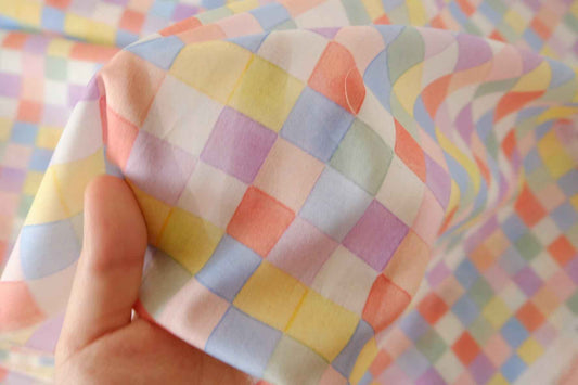 Pastel Checkerboard 100s Cotton Fabric – 3.3 yd