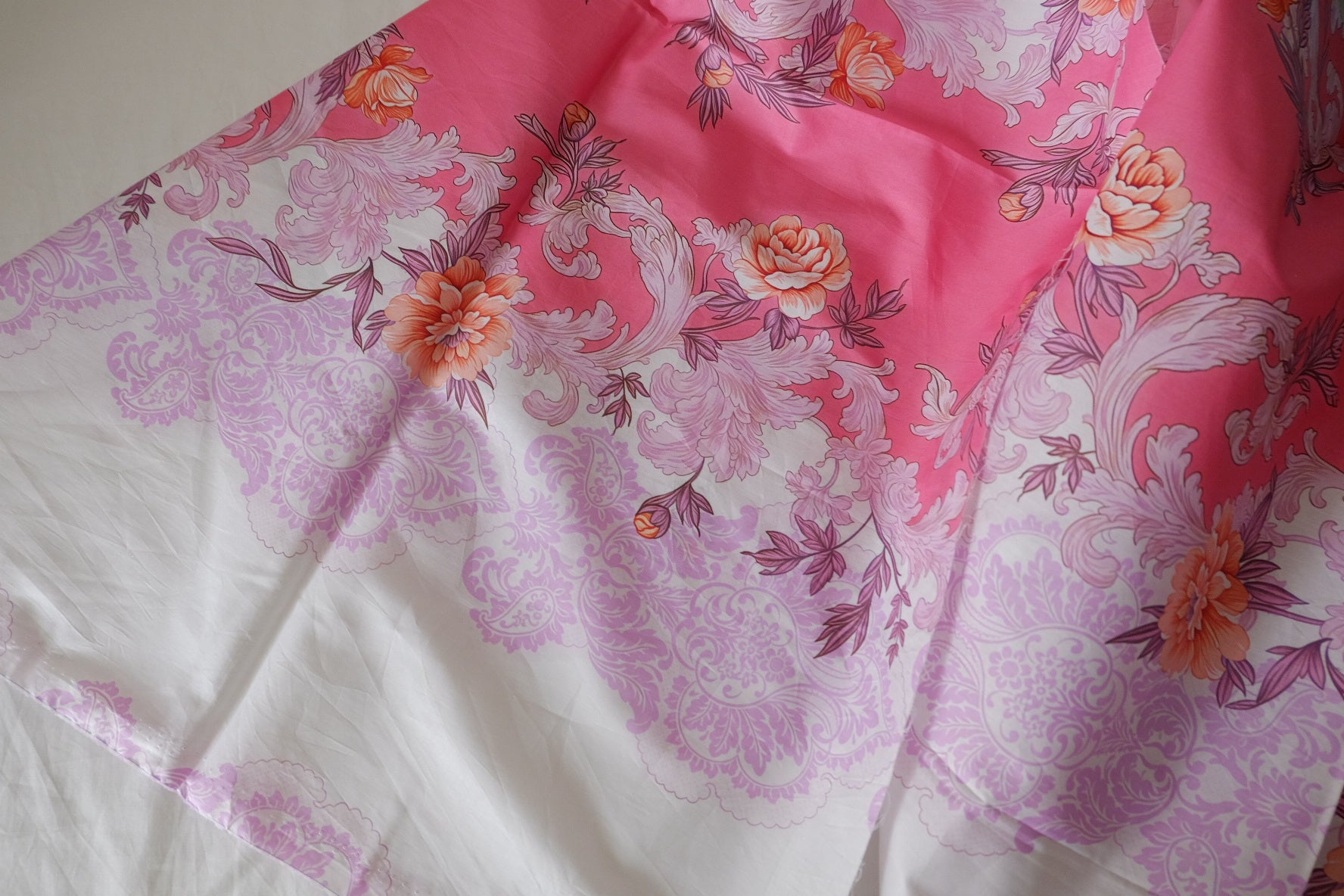 Pink Baroque Stripe Cotton Lawn Placement Fabric – 1 yd