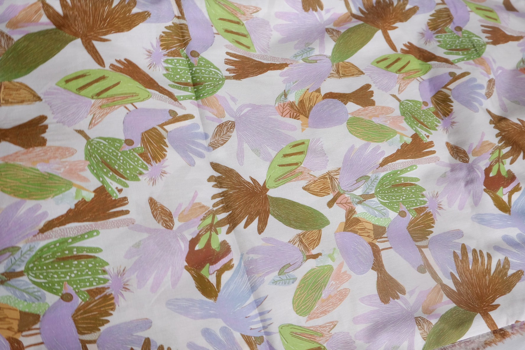 Pastel Botanical Silky Cotton Fabric - 3.28 yd