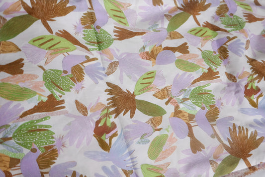 Pastel Botanical Silky Cotton Fabric - 3.28 yd