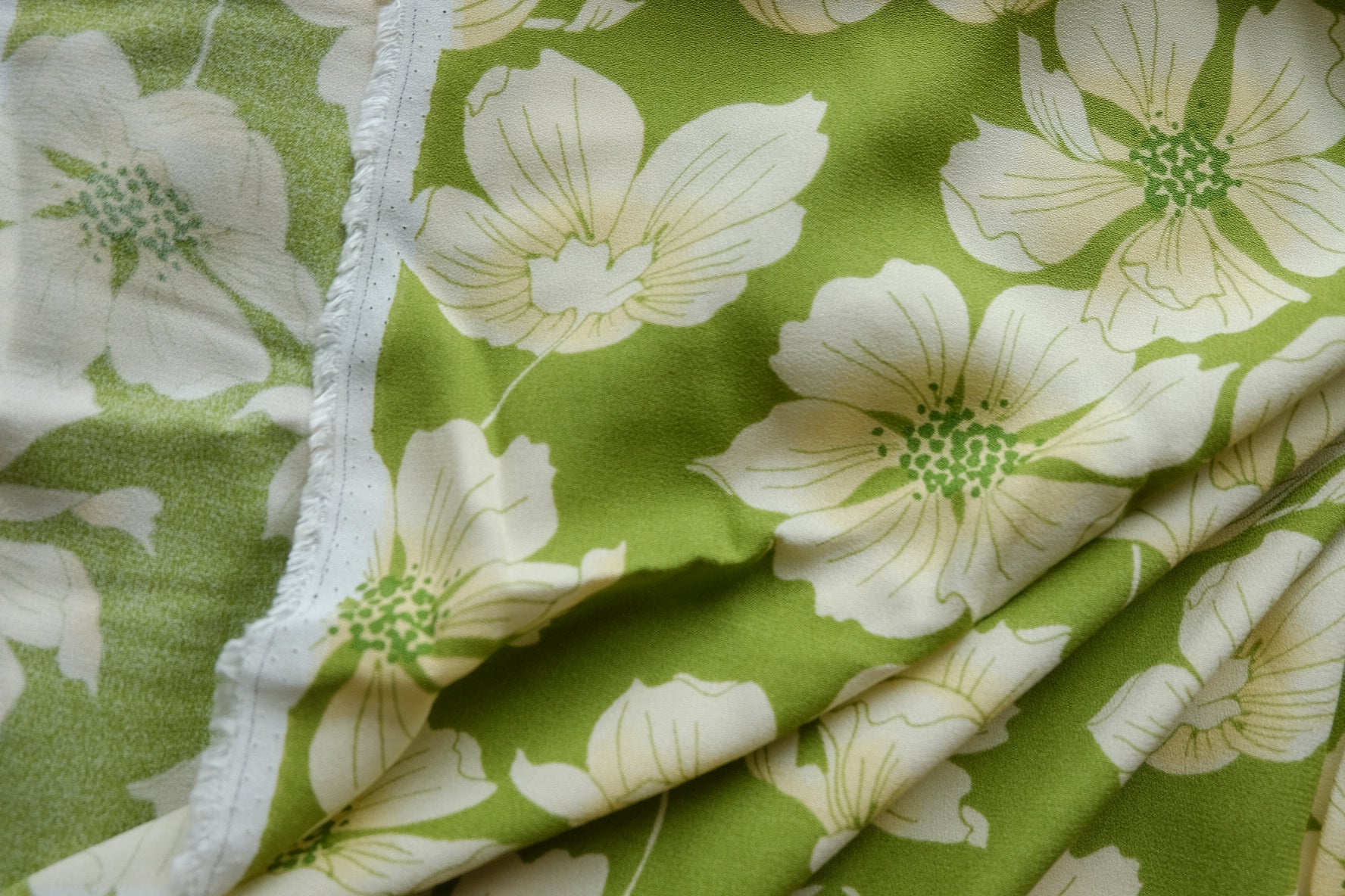 Green Floral Viscose Crepe – 2.4 yd