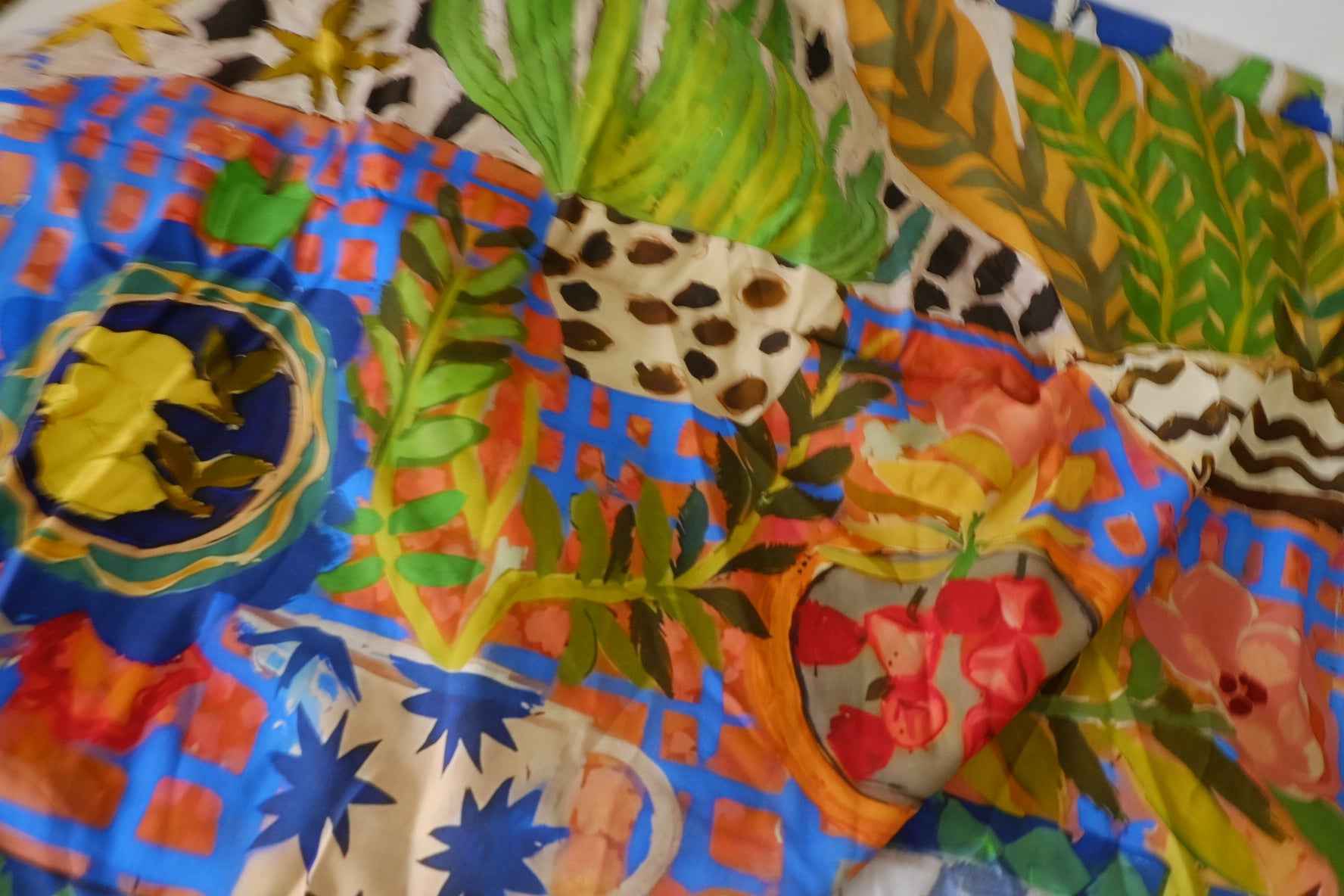 Painterly Potted Garden Rayon Challis – 2.7 yd