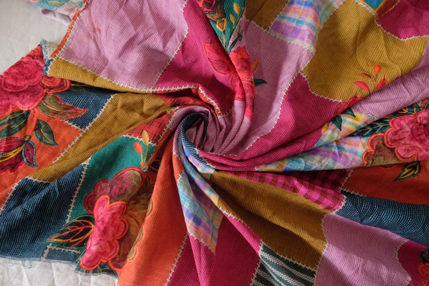 Patchwork Floral Tencel Cotton Fabric – 3.1 Yards