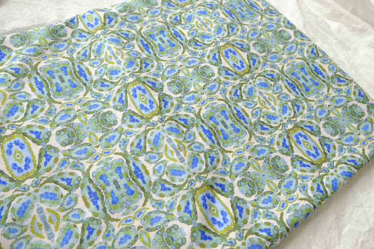 Blue-Green Cotton Lawn Fabric - 1.64 yd