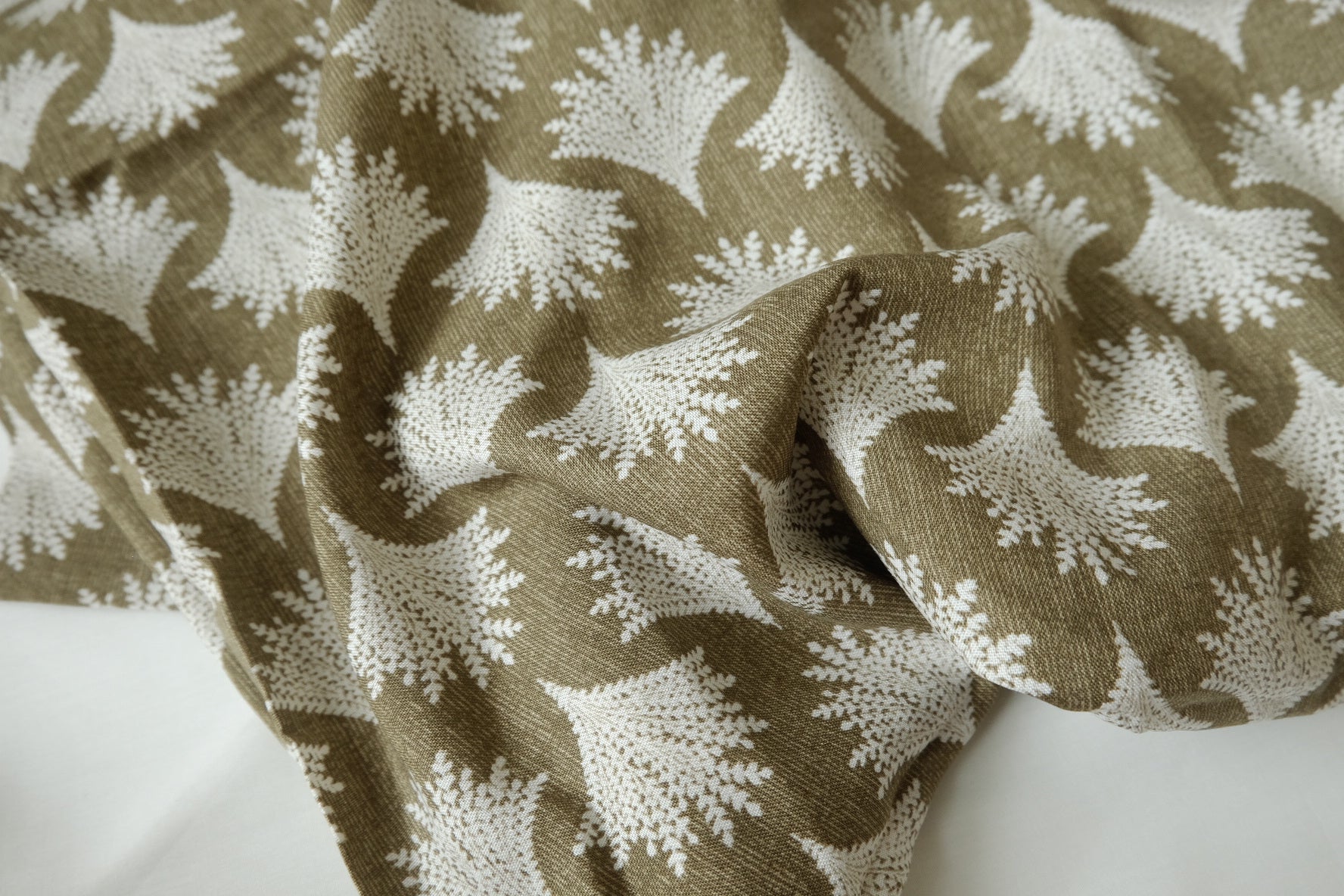 Olive Botanical Ramie Cotton Fabric - 2.73 yd