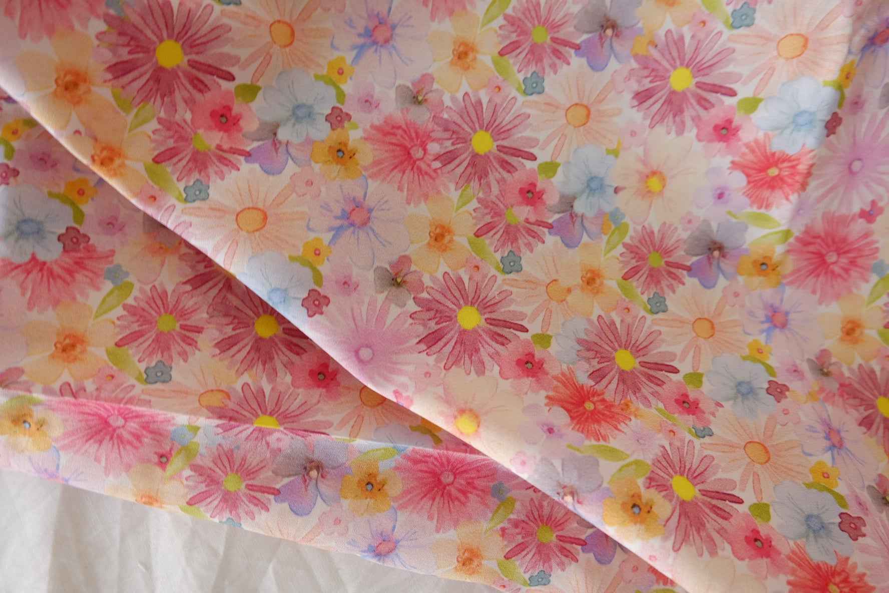 Pink Garden Floral Cotton Lawn Fabric – 4 yd