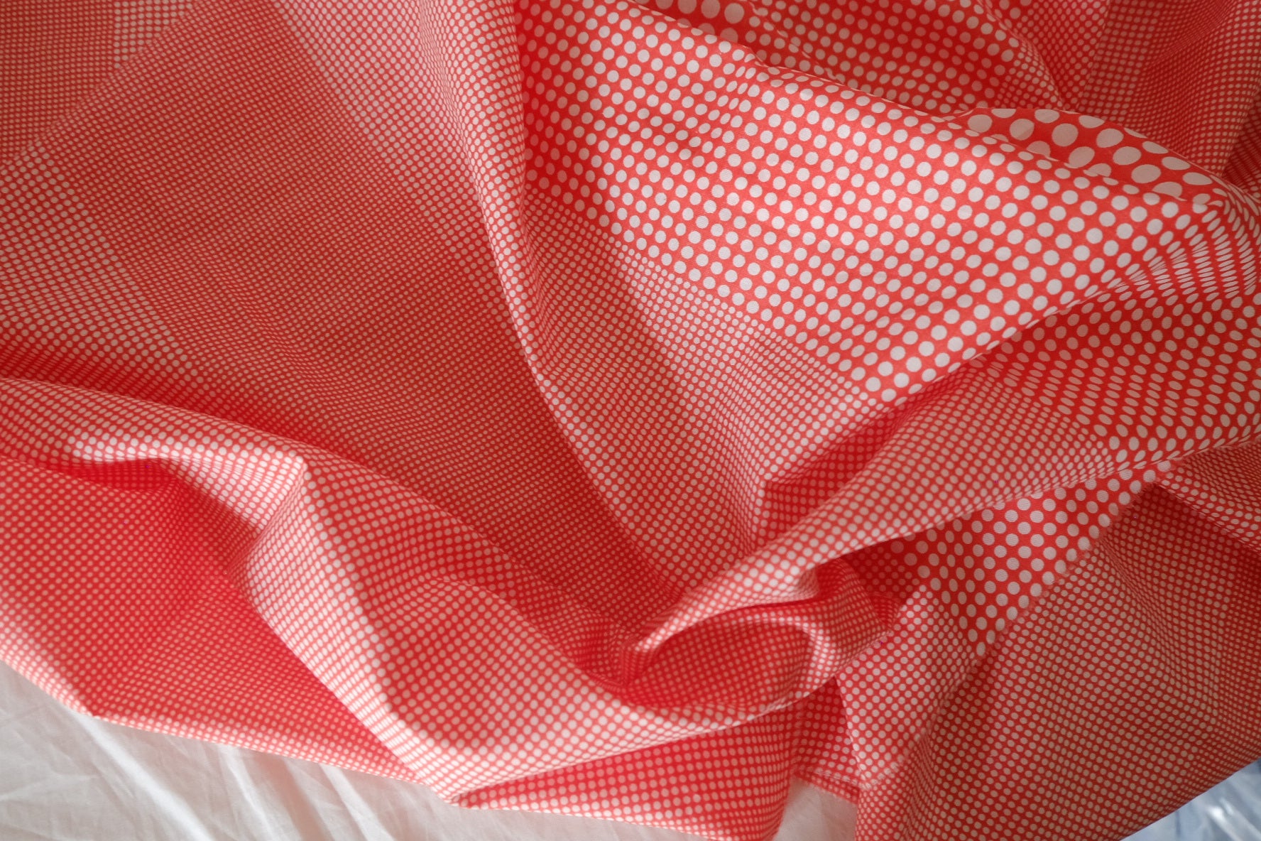 Coral Polka Dot Cotton Lawn Fabric – 1.64/2.2 yd